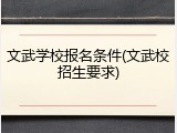 文武学校报名条件(文武校招生要求)