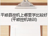 平顺县挖机上哪里学比较好(平顺挖机培训)