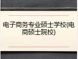 电子商务专业硕士学校(电商硕士院校)