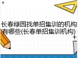 长春绿园找单招集训的机构有哪些(长春单招集训机构)