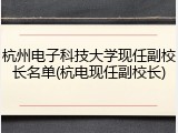 杭州电子科技大学现任副校长名单(杭电现任副校长)