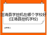 汪清县学挖机在哪个学校好(汪清县挖机学校)