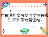 广东深圳高考复读学校有哪些(深圳高考复读校)