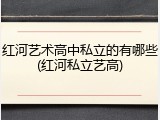 红河艺术高中私立的有哪些(红河私立艺高)