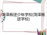 菏泽叛逆少年学校(菏泽叛逆学校)