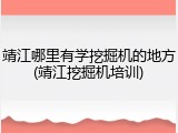 靖江哪里有学挖掘机的地方(靖江挖掘机培训)