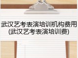 武汉艺考表演培训机构费用(武汉艺考表演培训费)