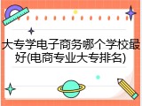大专学电子商务哪个学校最好(电商专业大专排名)