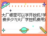 大厂哪里可以学开挖机?学费多少?(大厂学挖机费用)