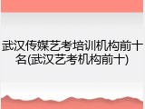 武汉传媒艺考培训机构前十名(武汉艺考机构前十)