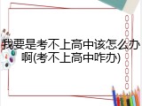 我要是考不上高中该怎么办啊(考不上高中咋办)