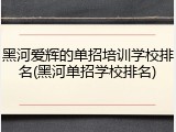 黑河爱辉的单招培训学校排名(黑河单招学校排名)