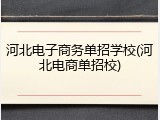 河北电子商务单招学校(河北电商单招校)