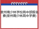 泉州南少林学校高中部报名费(泉州南少林高中学费)