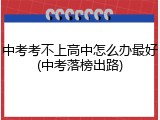 中考考不上高中怎么办最好(中考落榜出路)
