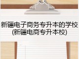 新疆电子商务专升本的学校(新疆电商专升本校)