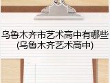 乌鲁木齐市艺术高中有哪些(乌鲁木齐艺术高中)