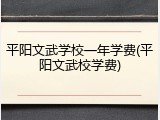 平阳文武学校一年学费(平阳文武校学费)