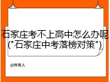 石家庄考不上高中怎么办呢("石家庄中考落榜对策")