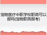 宠物医疗中职学校职高可以报吗(宠物职高报考)