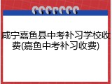 咸宁嘉鱼县中考补习学校收费(嘉鱼中考补习收费)