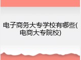 电子商务大专学校有哪些(电商大专院校)