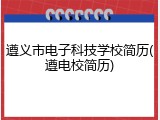 遵义市电子科技学校简历(遵电校简历)