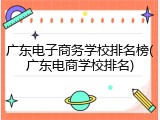 广东电子商务学校排名榜(广东电商学校排名)