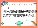 广州电商培训班电子商务怎么样(广州电商培训评价)