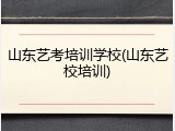 山东艺考培训学校(山东艺校培训)