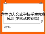 少林功夫文武学校学生竞赛成绩(少林武校赛绩)