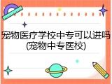 宠物医疗学校中专可以进吗(宠物中专医校)