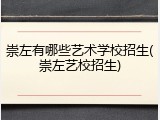 崇左有哪些艺术学校招生(崇左艺校招生)