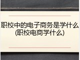 职校中的电子商务是学什么(职校电商学什么)