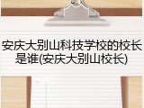 安庆大别山科技学校的校长是谁(安庆大别山校长)