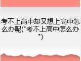 考不上高中却又想上高中怎么办呢("考不上高中怎么办")