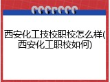 西安化工技校职校怎么样(西安化工职校如何)