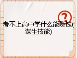考不上高中学什么能赚钱(谋生技能)