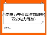 西安电力专业院校有哪些(西安电力院校)