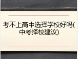 考不上高中选择学校好吗(中考择校建议)
