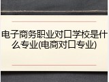 电子商务职业对口学校是什么专业(电商对口专业)