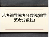 艺考编导统考分数线(编导艺考分数线)