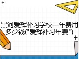 黑河爱辉补习学校一年费用多少钱("爱辉补习年费")