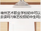 宿州艺术职业学校初中可以去读吗?(宿艺校招初中生吗)