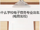 什么学校电子商务专业出名(电商名校)