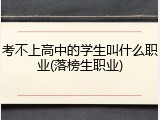 考不上高中的学生叫什么职业(落榜生职业)