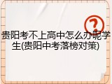 贵阳考不上高中怎么办呢学生(贵阳中考落榜对策)
