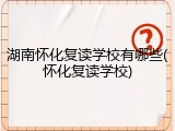 湖南怀化复读学校有哪些(怀化复读学校)