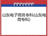 山东电子商务专科(山东电商专科)