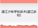 湛江少林学校武术(湛江武校)